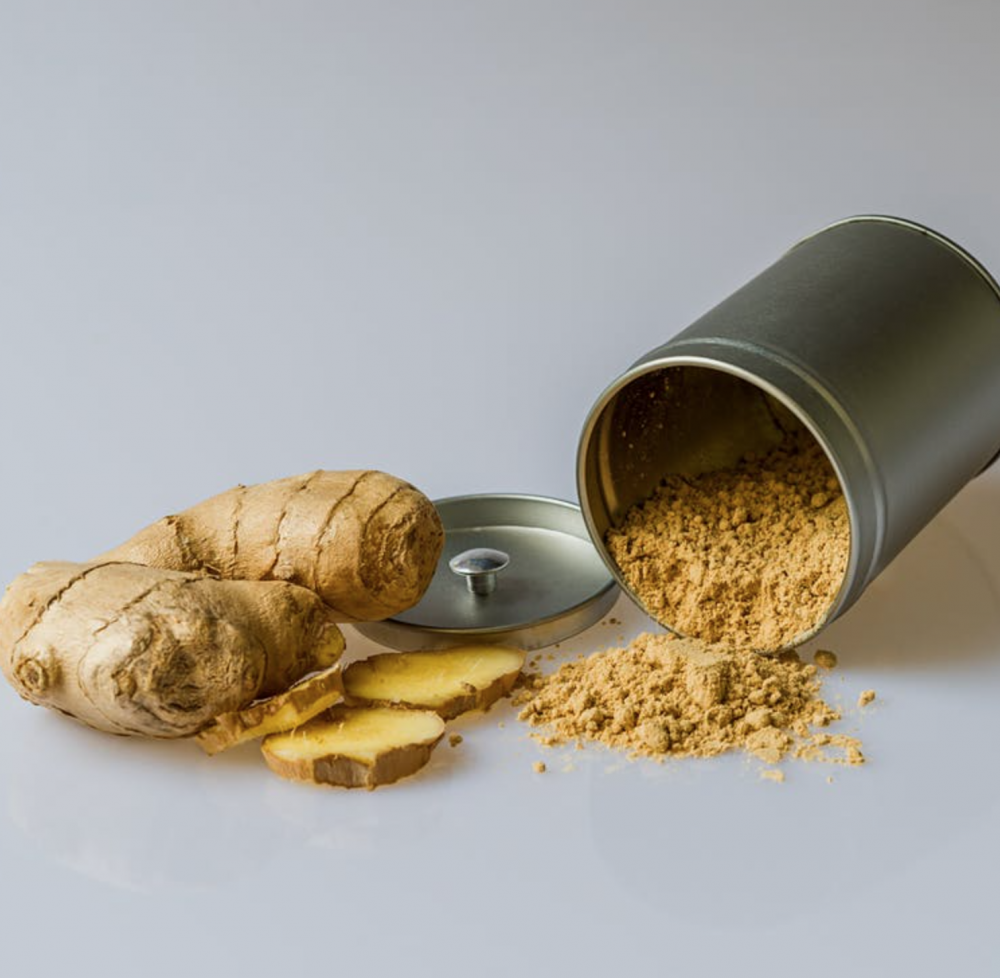 Ground Kush in Round Container with Hemp Leaves